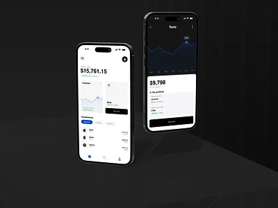 Investment Mobile App app mobile dark theme glassmorphism graphic design invest mobile app investment app mobile app mockup design modern design modern ui design ui uiux ux uxui