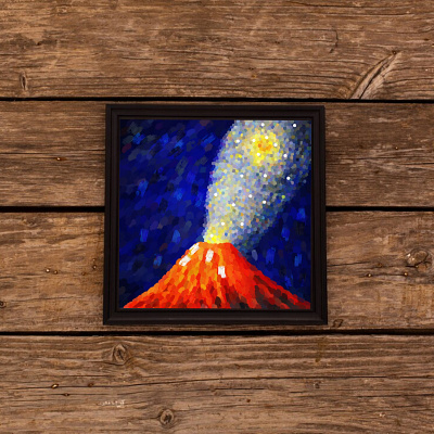 Vulcan and stars impressionism oil painting