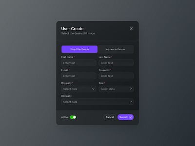 Modal User Create clean dark mode design design system interface minimal modal popup registration simple ui ux web