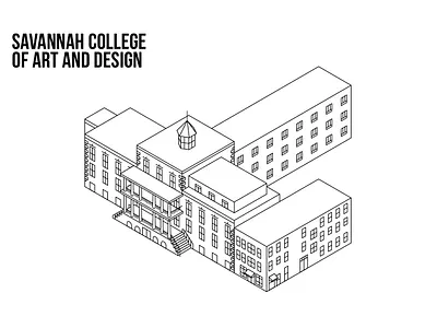 SCAD Isometric architecture art building illustration isometric line scad university usa vector