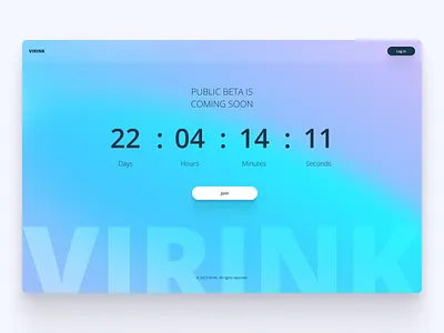 Daily UI 014 — Countdown Timer coming soon concept countdown timer daily ui daily ui challenge dailyui gradient gradient palette landing landing page neon product design release timer ui ui design ux design virink web web design