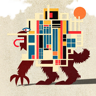 Creature Study #08 abstract bauhaus collage gestalt illustration isometric mondrian textured