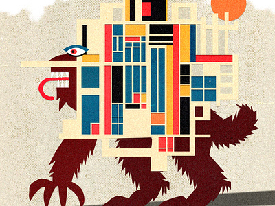Creature Study #08 abstract bauhaus collage gestalt illustration isometric mondrian textured