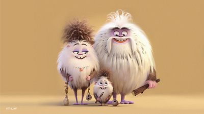 Furry family characters 3d graphic design