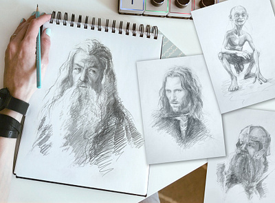 A series of sketches inspired by "The Lord of the Rings" movie