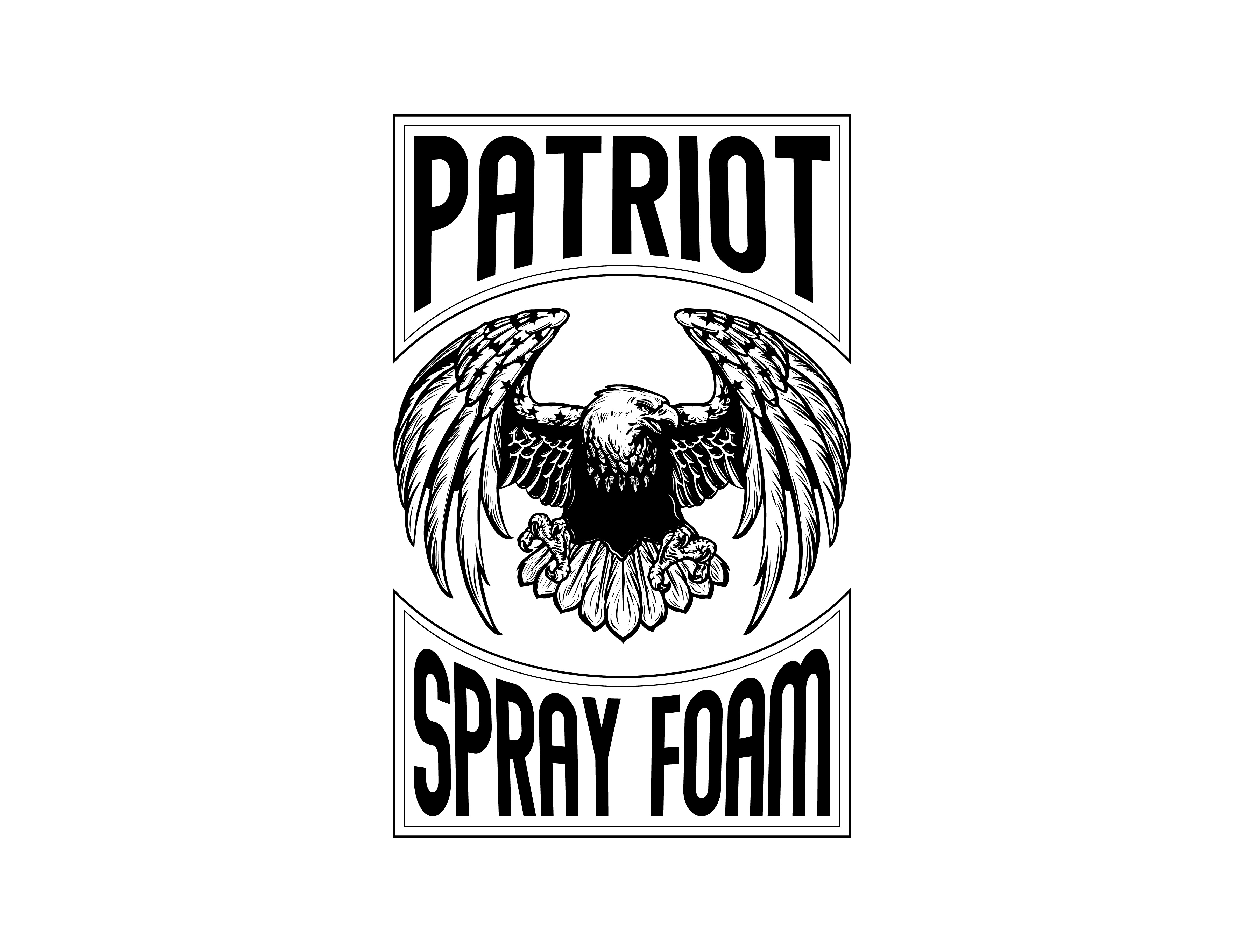 Patriot Spray Foam Logo america bald eagle bird of prey eagle graphic design illustrator patriotic soaring usa vintage metal sign vintage stamp wrapped text