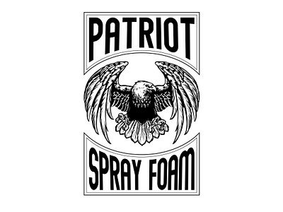 Patriot Spray Foam Logo america bald eagle bird of prey eagle graphic design illustrator patriotic soaring usa vintage metal sign vintage stamp wrapped text