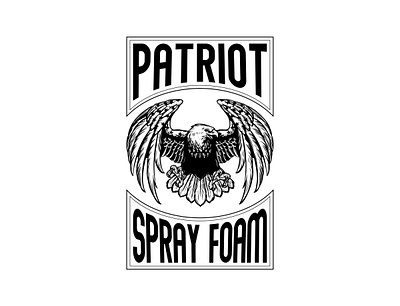 Patriot Spray Foam Logo america bald eagle bird of prey eagle graphic design illustrator patriotic soaring usa vintage metal sign vintage stamp wrapped text