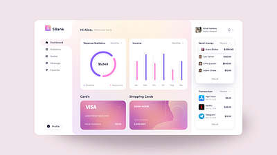 Dashboard bank UI design bank dashboard development gradient ui ux uxui webdesign