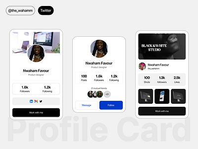 Profile Card UI | UI/UX Design card design profilecard ui