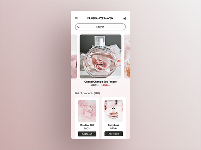 App homepage design clean dailyui homepage minimal perfumeshop