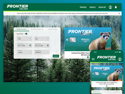 Frontier Airlines Landing Page UI ui