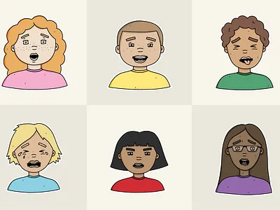 Character Emotion Illustrations branding cartoon character character design children drawing graphic design illustration people person