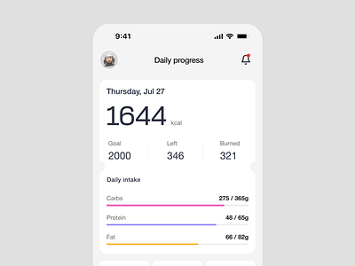 Calorie counter app animation app design motion ui