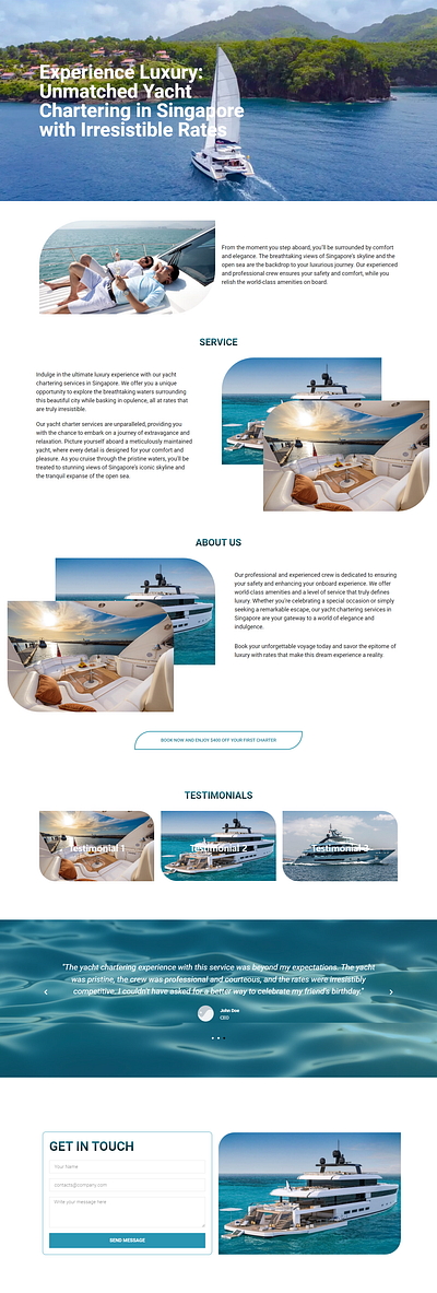 Yacht Landing Page Design design elementor illustration landingpage service website ui webdesign website woocommerce wordpress wordpress website for practice yacht