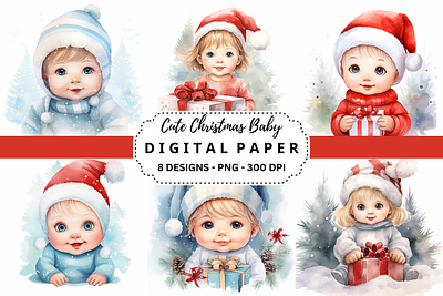 Cute Christmas Baby Background commercial use art