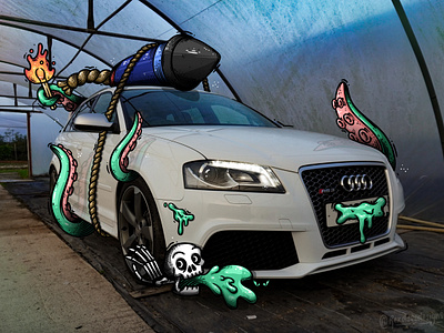 Audi RS3 2012 8P - Photo Edit 5 cylinder art audi beast car car photography design draw graphic illustration motor photography rocket skull tenticles vehicle