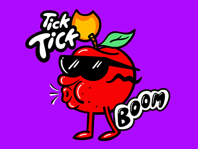 Tick tick - boom boom branding cartoon character character design cherry cherry bomb chilled cool design graphic design illustration lit sunglasse tick tock ticking vector walking whistling