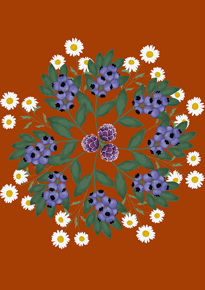 Daisies and blueberries