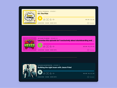 Embeddable podcast players album art audio audio player dashboard embed iframe podcast saas ui