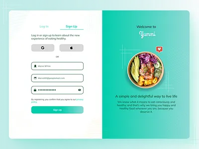 Sign Up Page delivery dribbble shot food healthy sign up ui web web design