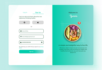 Sign Up Page delivery dribbble shot food healthy sign up ui web web design