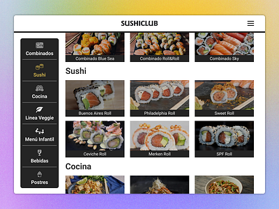 #️⃣0️⃣4️⃣3️⃣ Food Menu Items - SushiClub desktop figma prototype tablet ui ux uxuidesigner