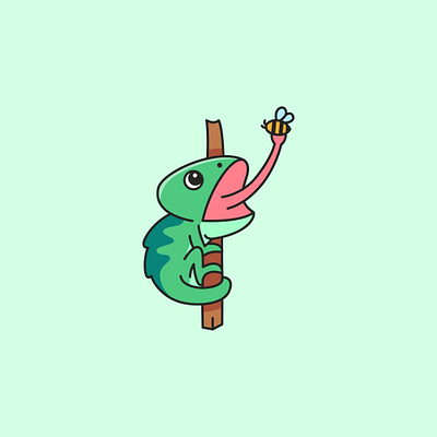 Cute Chameleon animal cartoon chameleon design funny illustration logo