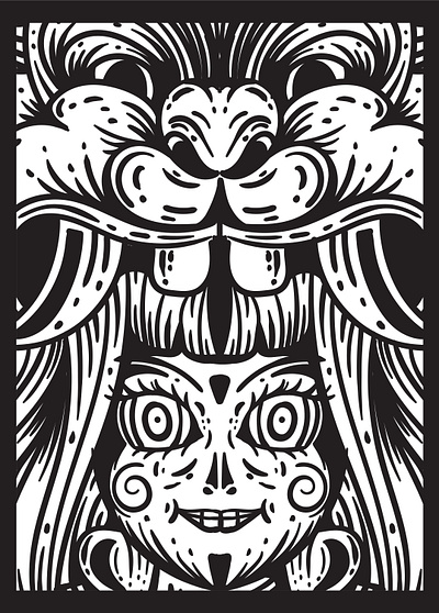 Girl Wear Barong Mask Illustration Art design digitalmedia doodle graphic design illustration illustrator portofolio
