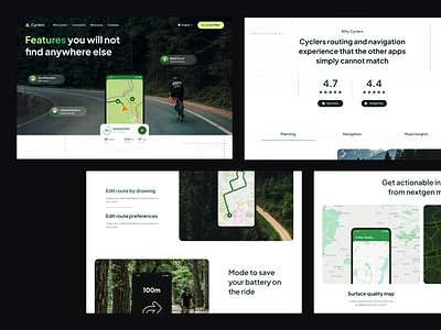 C+ app branding cycling exploration landing layout navigation