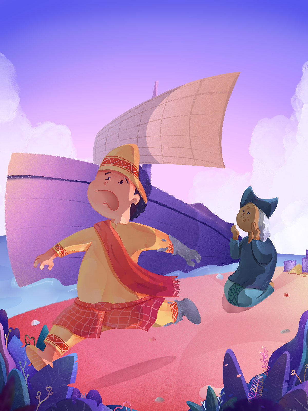 Malin Kundang-illustration book book project children book design digital illustration folklore illustration modern web