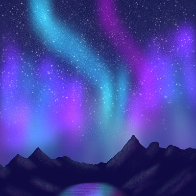 Aurora Borealis aurora borealis design digital art digital artwork digital illustration galaxy illustration illustration artist illustrations nature night sky procreate