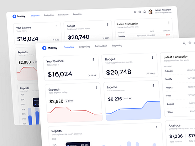 Moeny - Fintech Dashboard clean dashboard dashboardui finance finance dashboard finance management financial fintech fintech dashboard management tool minimalism modern money transaction ui ux wallet web web design website