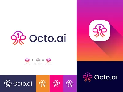 Octopus Technology Logo, tech, technologies abstract logos alpha logos beach logos fish logos fork logos kraken logos letter mark marine logos modern logo ocean logos octopus logos sea logos simple logos software logo tech company tech logo technolgy logo technologies technology trendy logo