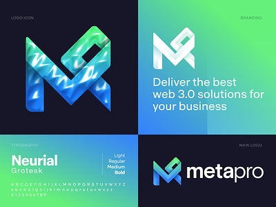 Metapro Logo Design brand identity branding business solution digital agency logo logo logodesign m marketing agency logo modern logo mp mp logo p tech logo web3 agency