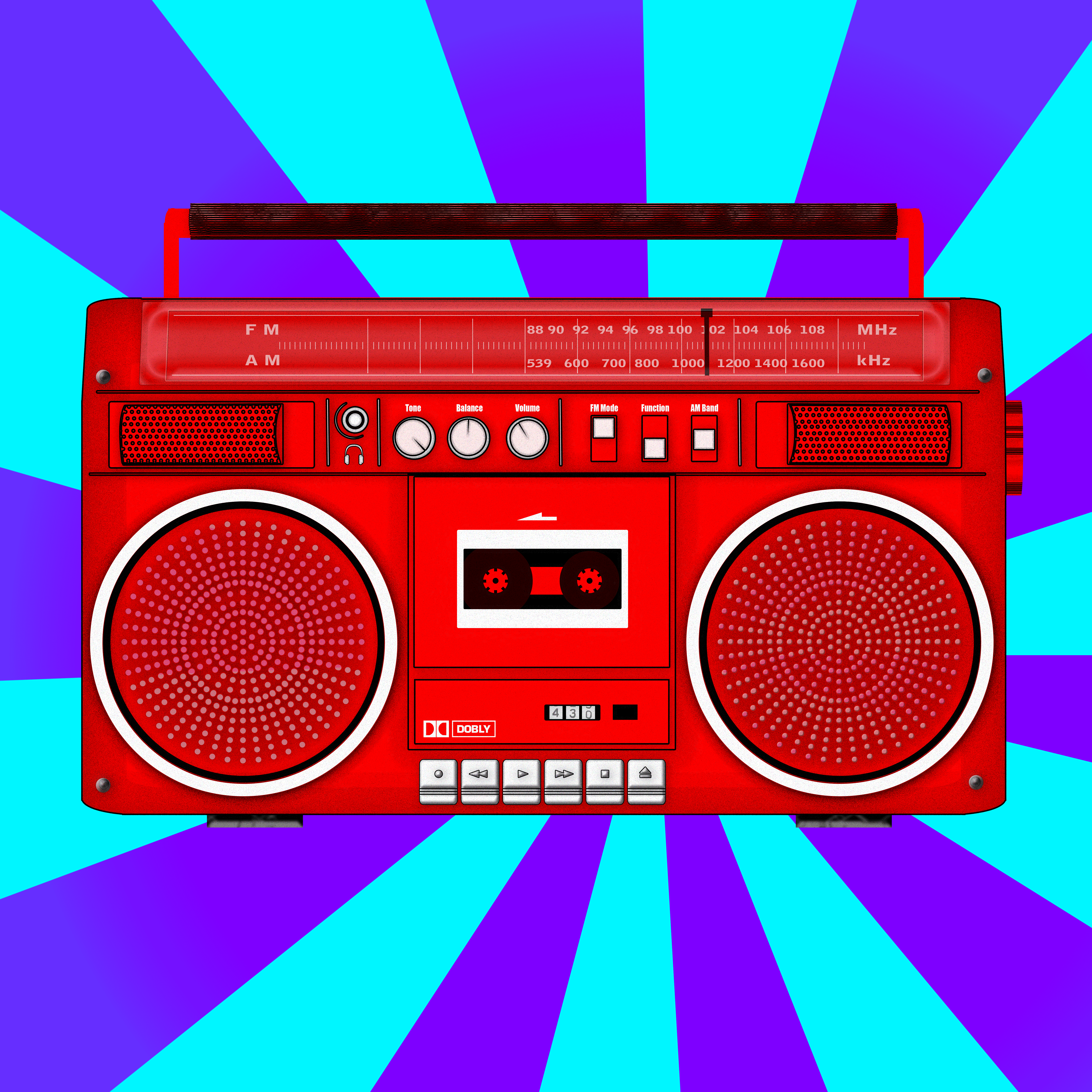 50 years of hip-hop audio blaster ghetto blaster hip hop illustration shunte88 vector