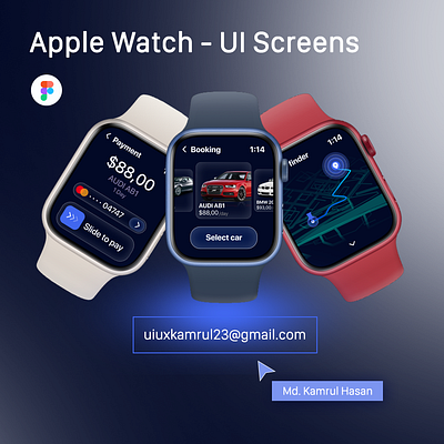 Apple Watch UI Screens app apple apple watch design graphic design icon logo ui ux watch