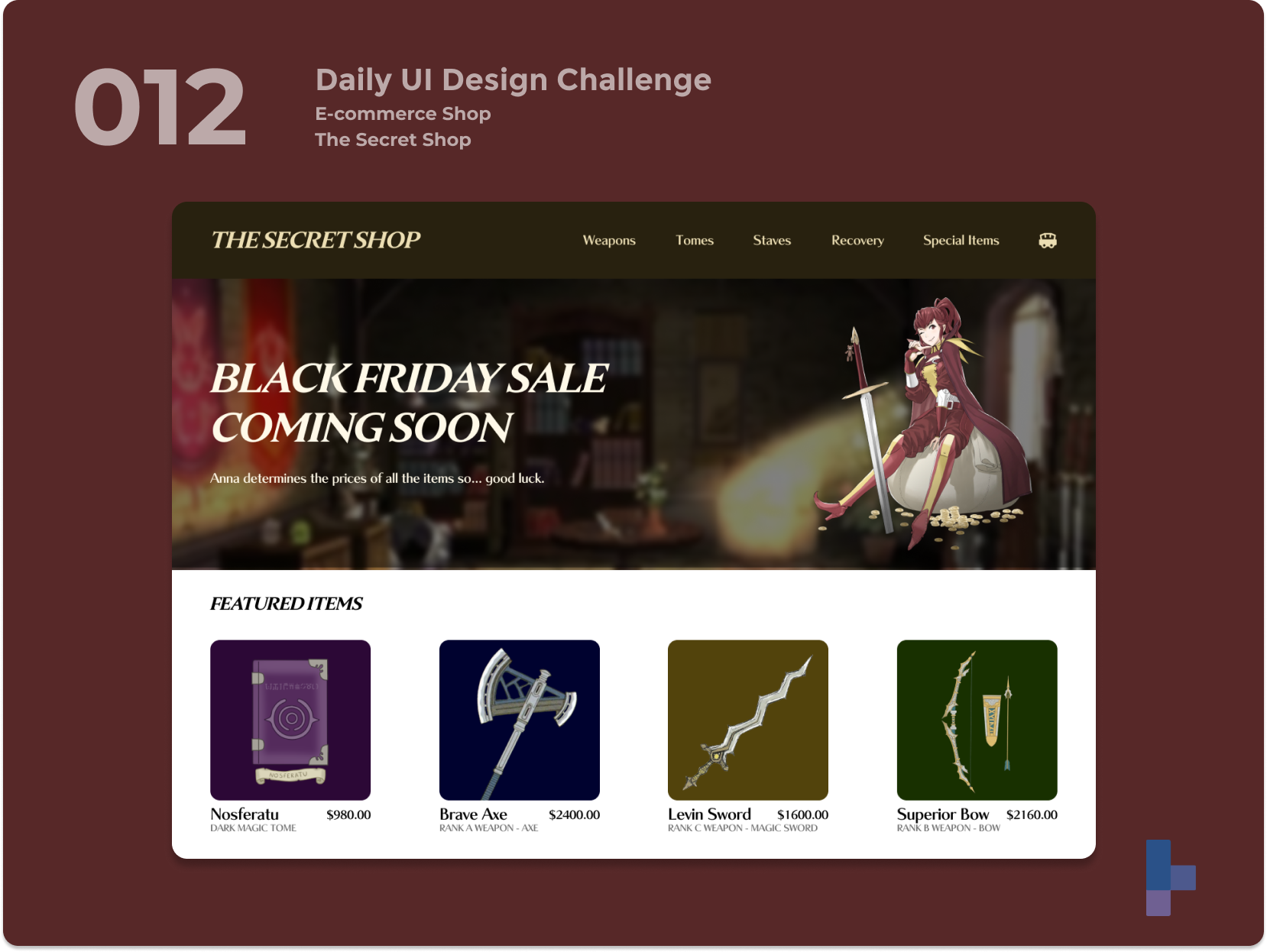 Daily UI 012 - E-commerce Shop daily ui 012 daily ui 12 dailyui ecommerce ecommerce shop fire emblem nintendo ui video games visual design
