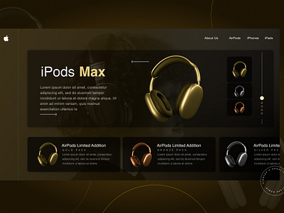 Apple AirPods Max in Gold, Silver, and Bronze Editions - Website 3d animation branding graphic design logo motion graphics ui