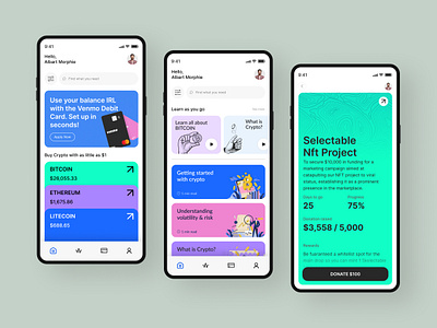 Crypto Finance Mobile App app app design application bitcoin blockchain crypto crypto app crypto currency crypto exchange cryptocurrency ethereum mobile nft nft app online app product treading ui uiux