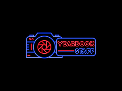 Yearbook Staff neon lighting with camera logo design. blue logo business logo camera logo creative logo designer graphic design graphic designer logo design logo designer neon light logo neon logo nion logo professional logo red logo tshirt unique logo yearbook yearbook logo yearbook staff logo