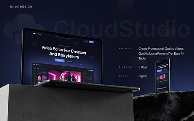 CloudStudio - Video Editor AI Tools Design ai landing page ai website branding design homepage landing page tools design ui video editor ai web web design website website design