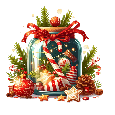 Christmas Mason Jars Clipart graphic design