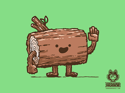 The Friendly Log happy hello hi illustration illustrator log lumber vector wave waving wood wooden woody