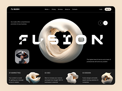 Fusion agency agancy concept design graphic design land landig page landing marketing minimalism seo ui