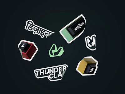 ThunderClap Stickers 3d brand collateral developer digital graphic design hindi illustration keyboard logo mark print sticker webflow