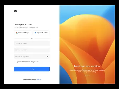Signup Page clean design create account forms landing log in login login ui minimal modals product design sign in sign up signin signup ui user interface ux web design web site webdesign