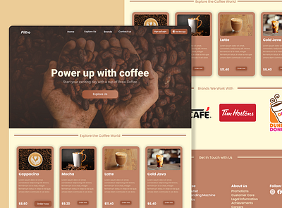 Coffee Shop Landing Page UI Design coffee website figma uiux design
