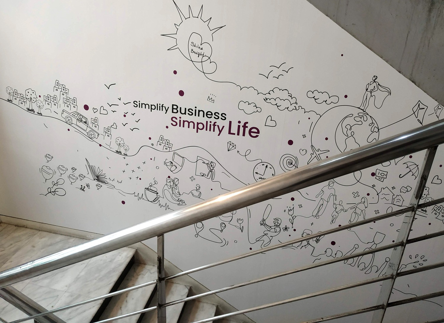 Office Wall Branding | Artist Muzahid (মুজাহিদ) art artist bangla bangladesh charukola corporate branding design dhaka dotlines dotlines bangladesh illustration office wall art thinking wall art