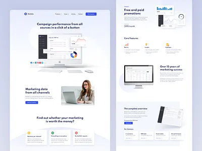 Biedata - Marketing Analytics Website analytics blue data features gradient hero homepage landing page light blue marketing metrics saas ui user interface web design website